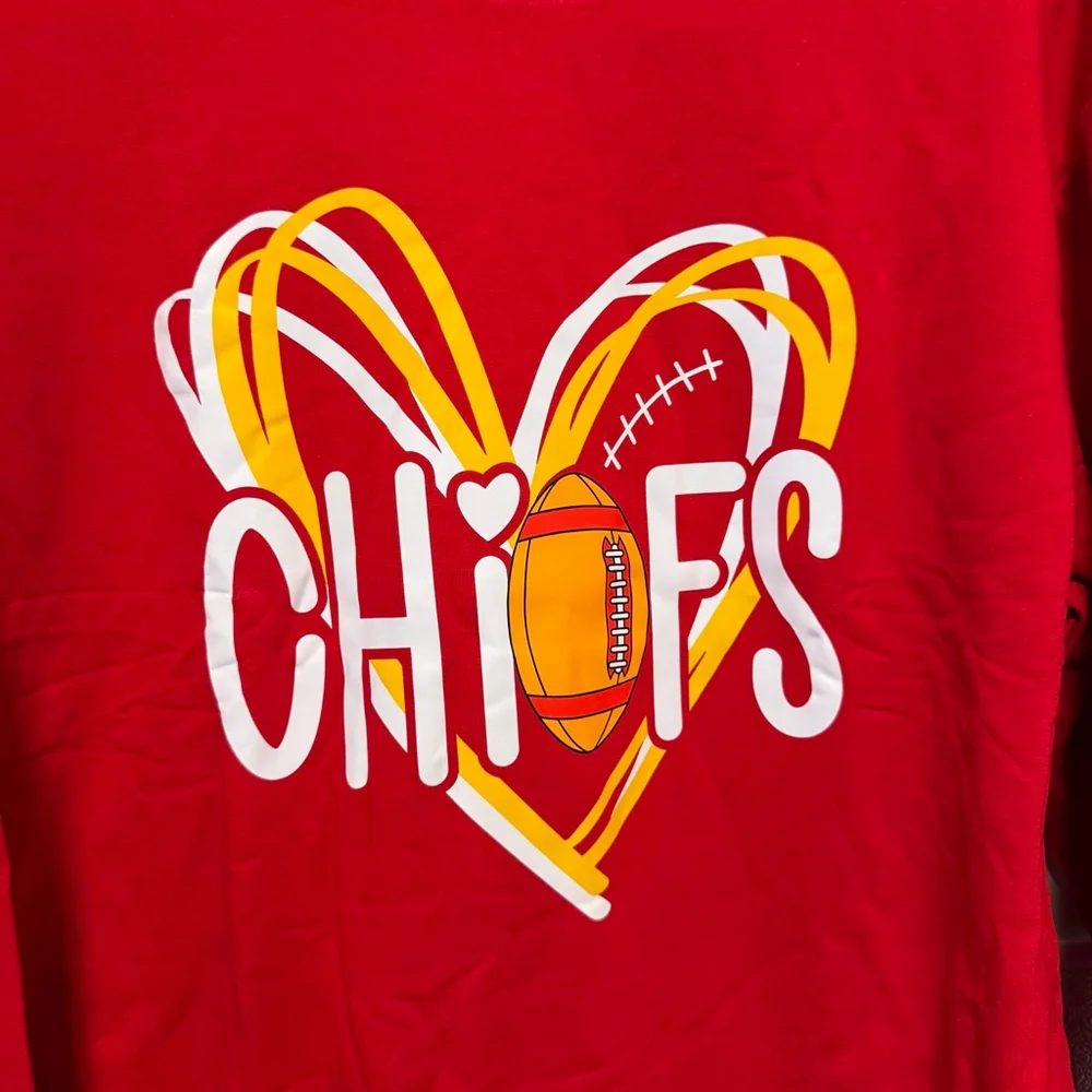 Chiefs Football Women's Red & Yellow Pullover Sweatshirt Large Girly NEW NWOT - Picture 8 of 11